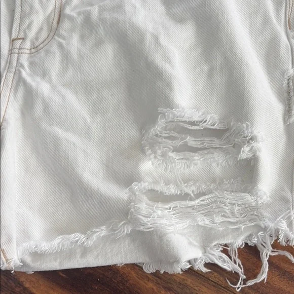White Distressed Jean Shorts - Picture 4 of 11